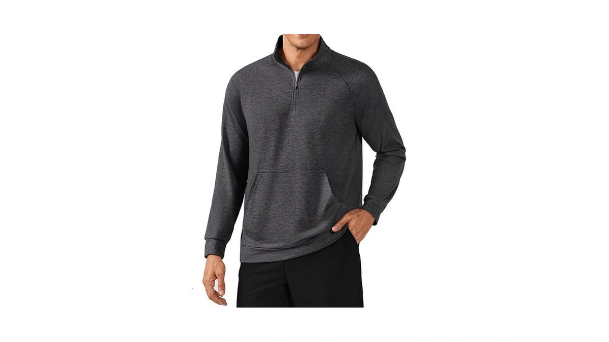 Pinspark Mens Sweater Quarter Zip Pullover Mock Neck Lightweight Sweatshirt
