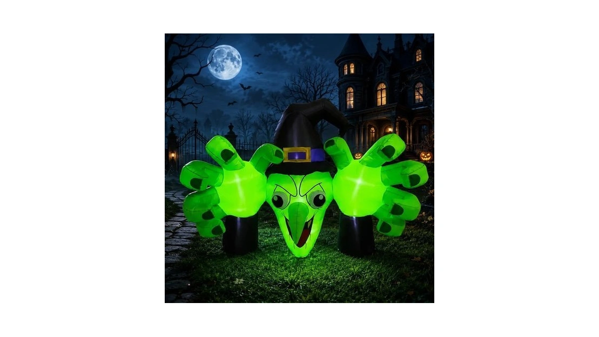 6ft Giant Halloween Inflatables Wicked Witch With Huge Grabbing Hands,