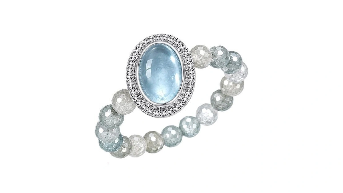 Natural Aquamarine Rings For Women Adjustable Gemstone Crystal Ring