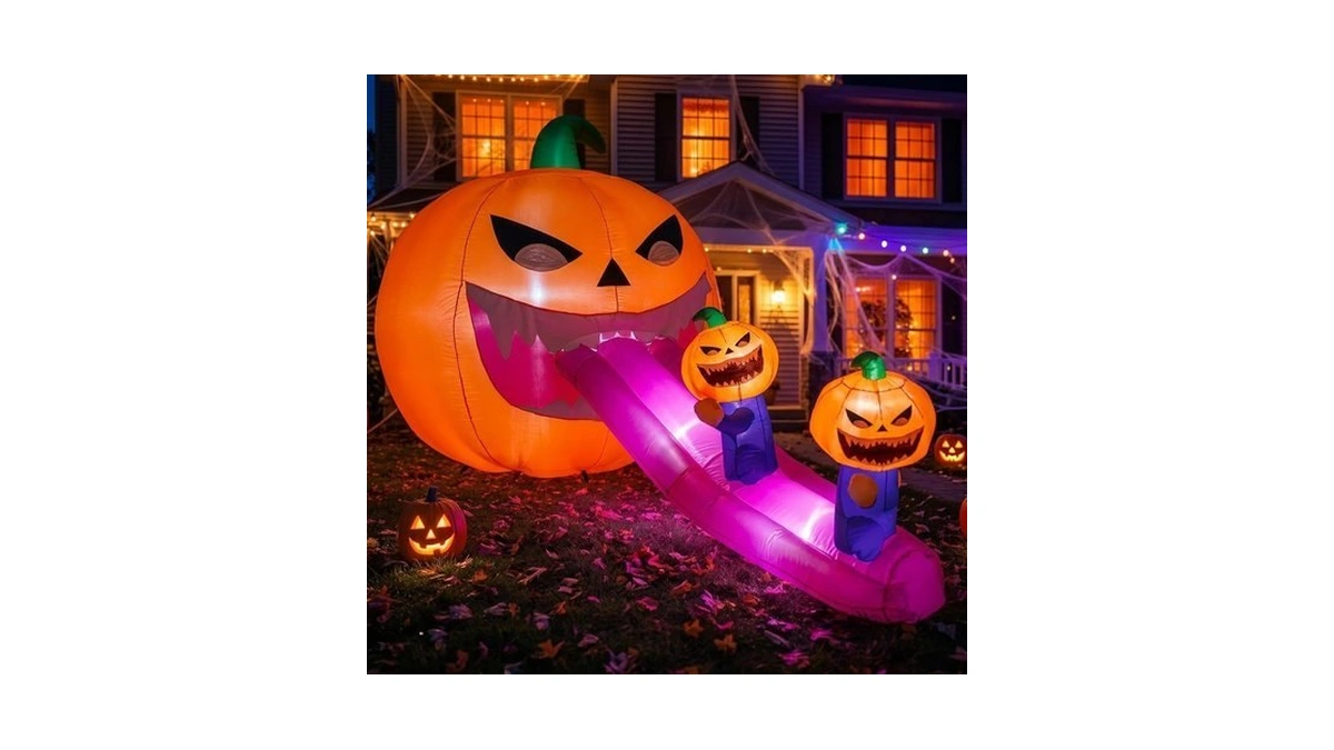 9ft Halloween Inflatables Pumpkin Outdoor Decorations, Blow Up Inflatable Giant
