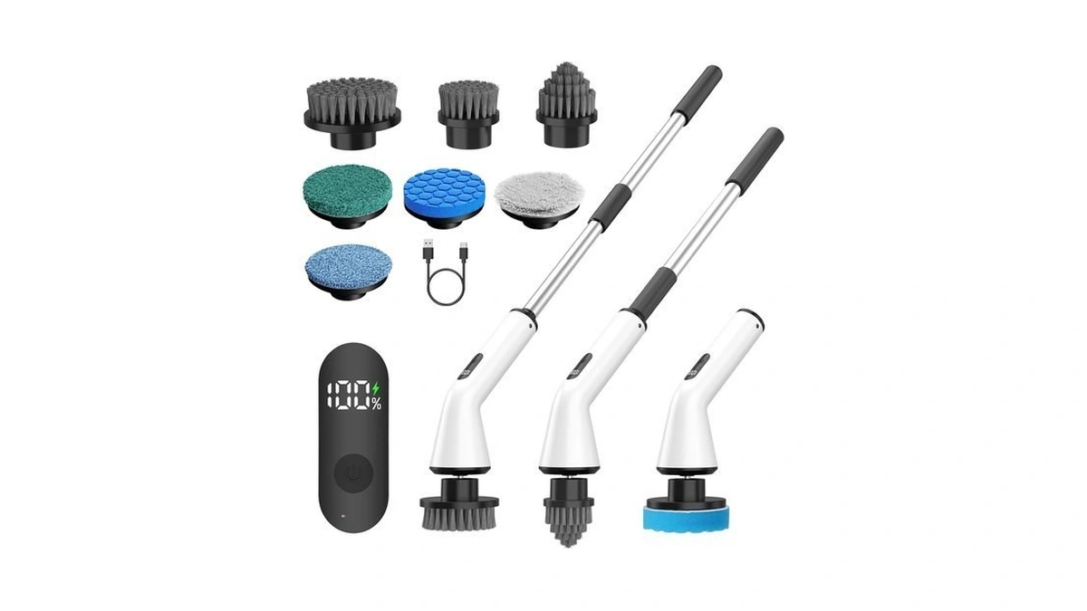 Electric Spin Scrubber For Bathroom,power Cleaning Brush With 7 Replaceable