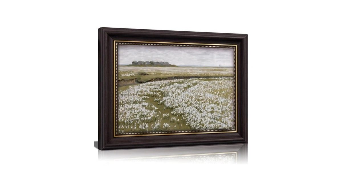Bsautotull Vintage Coastal Floral Framed Wall Art Beach Landscape Print