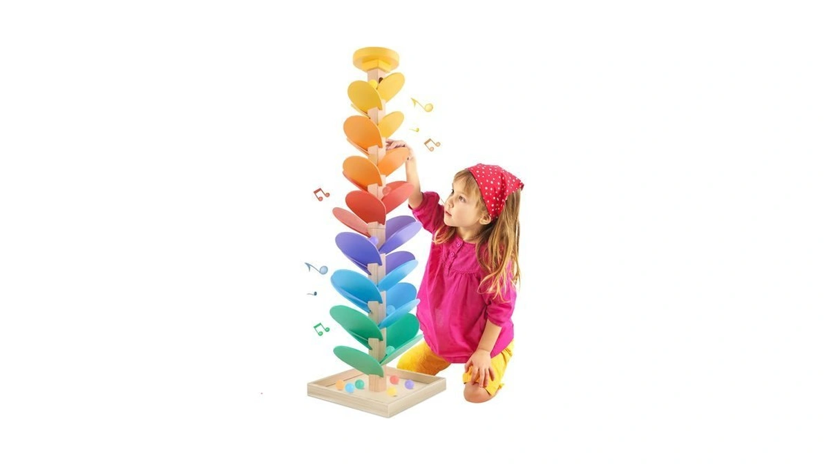 Wooden Marble Run Music Tree Montessori Toys Marble Ball Run