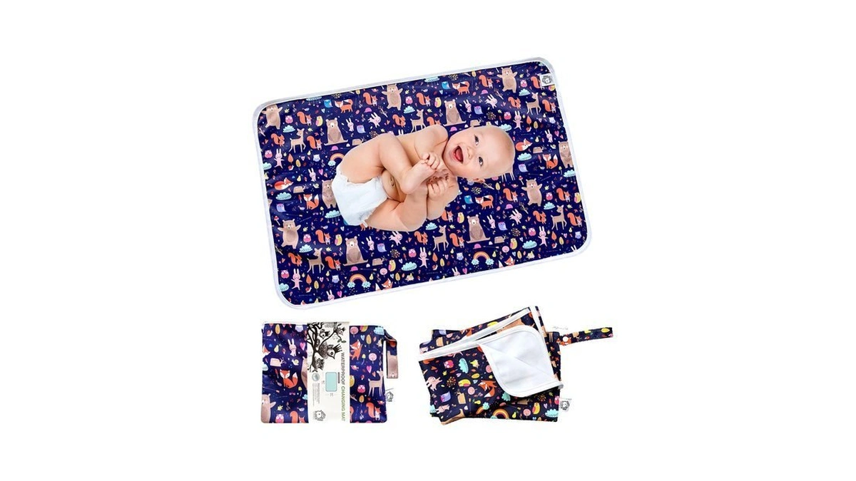 Flockthree Waterproof Baby Changing Pad With Storage Bag (28.7" X