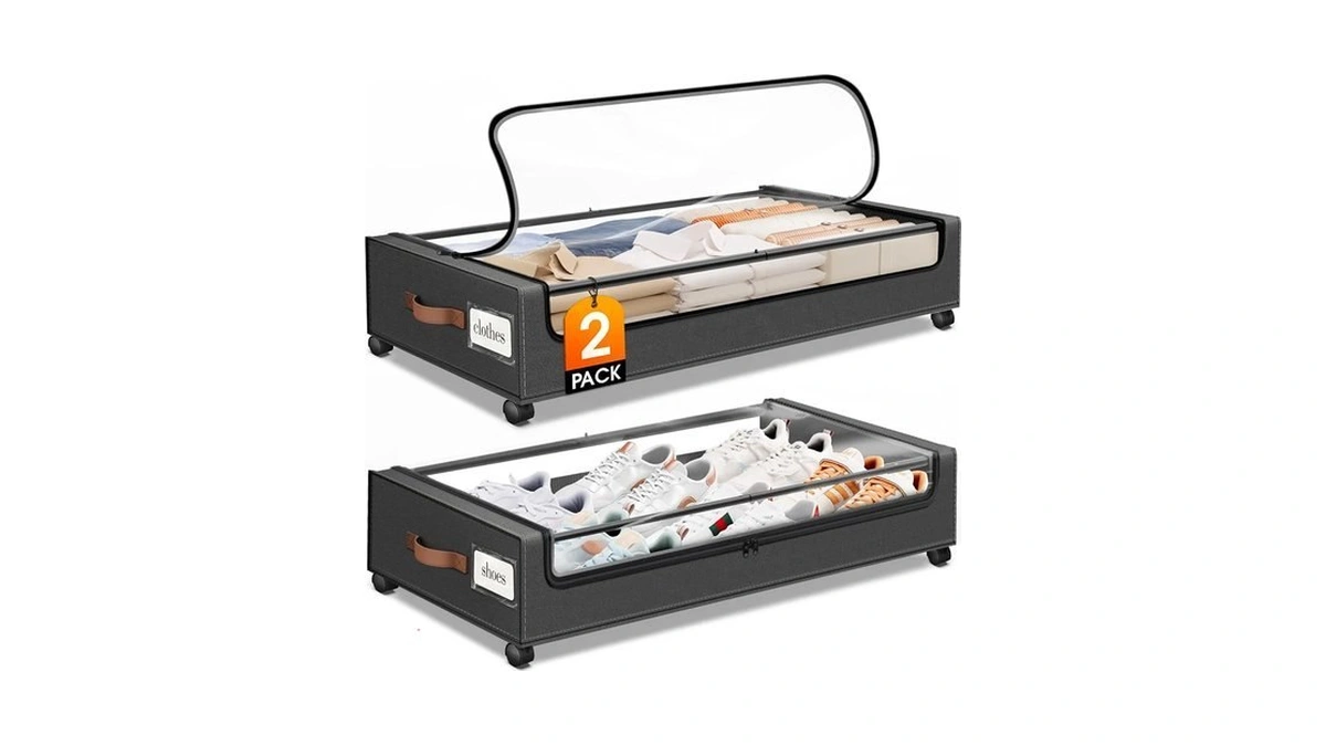 Under Bed Storage With Wheels 2pack Storage Containers With Clear