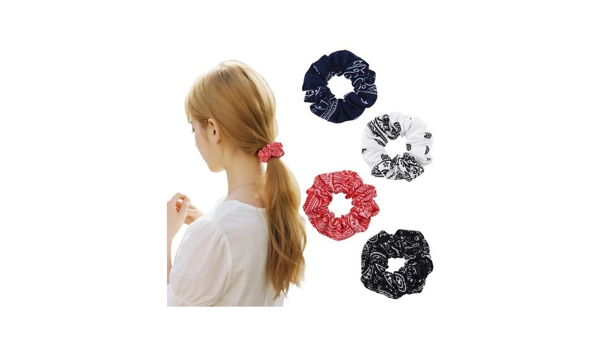 Bandana Hair Band Hair Ties Scrunchies For Women 4pcs Paisley