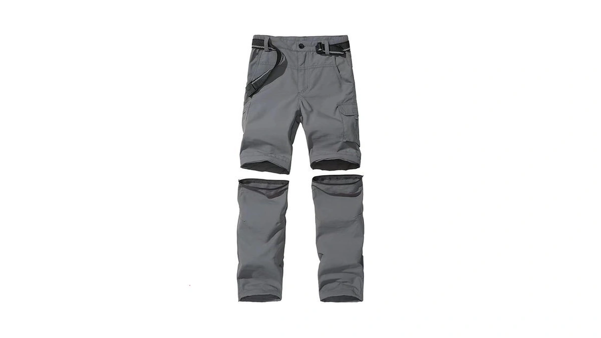Kids Youth Hiking Cargo Pants, Quick Dry Convertible Zip Off