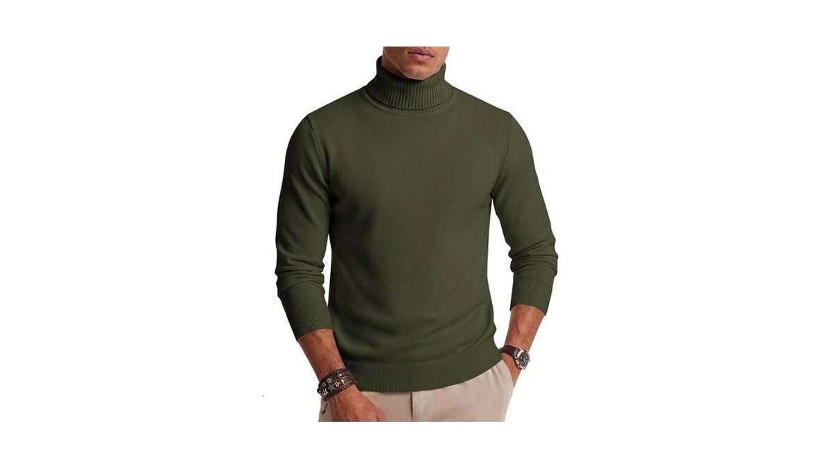 Coofandy Mens Slim Fit Turtleneck Sweater Solid Knit Thermal Pullover