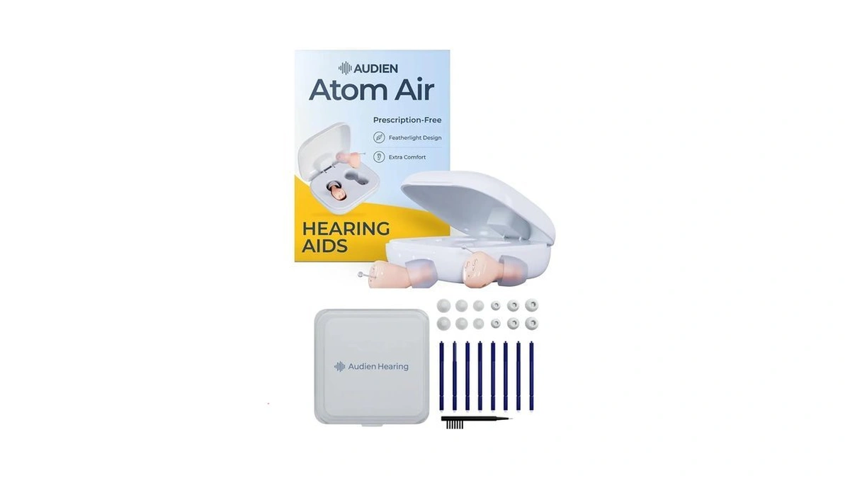 Audien Atom Air Rechargeable Otc Hearing Aids + Wax Guard