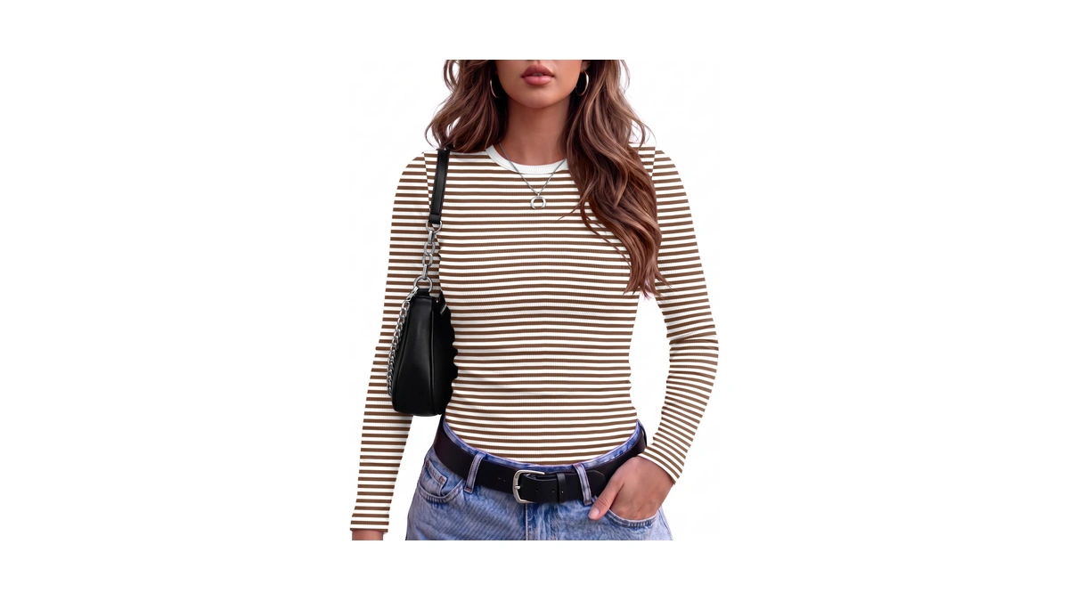 Zeagoo Striped Long Sleeve Tops For Women Slim Fitted Shirt