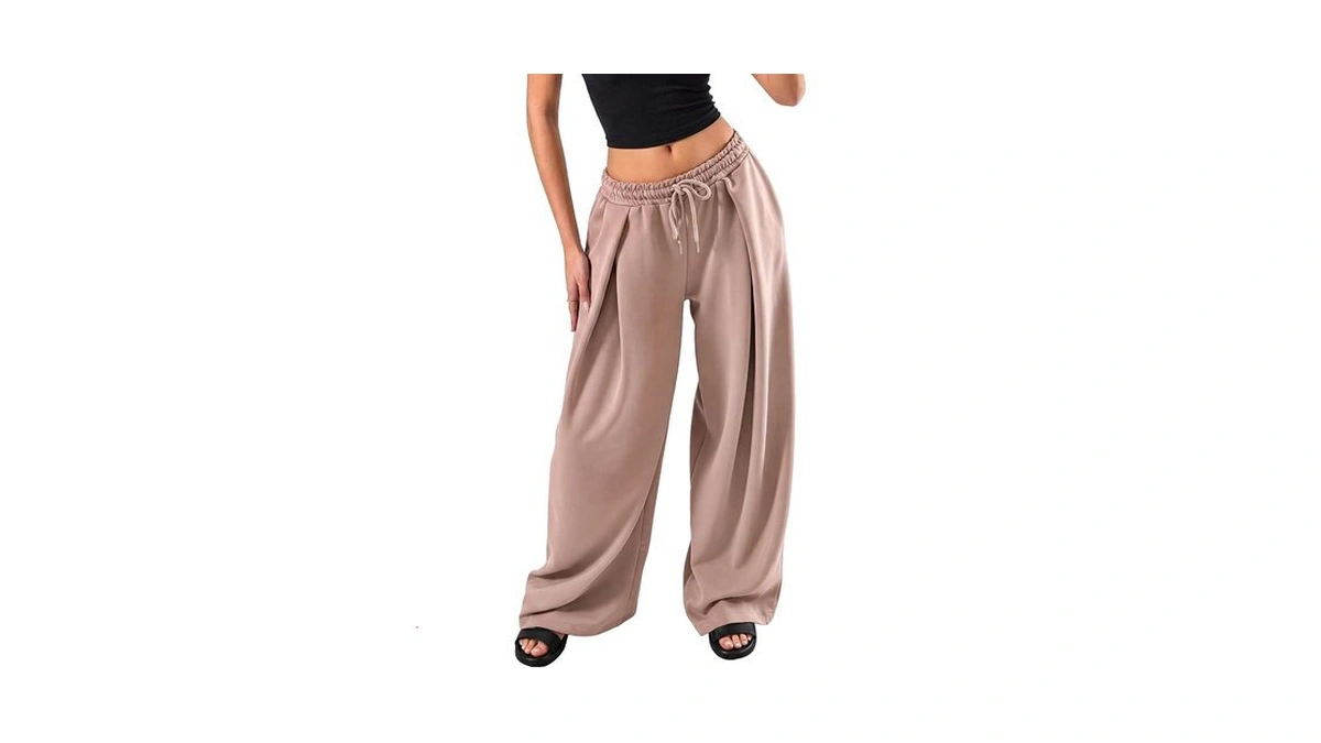 Fisoew Womens Wide Leg Sweatpants Baggy Drawstring Waist Casual Long