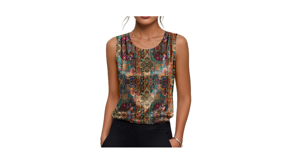 Zeagoo Womens Satin Tank Top Pleated Sleeveless Blouse Dressy Casual