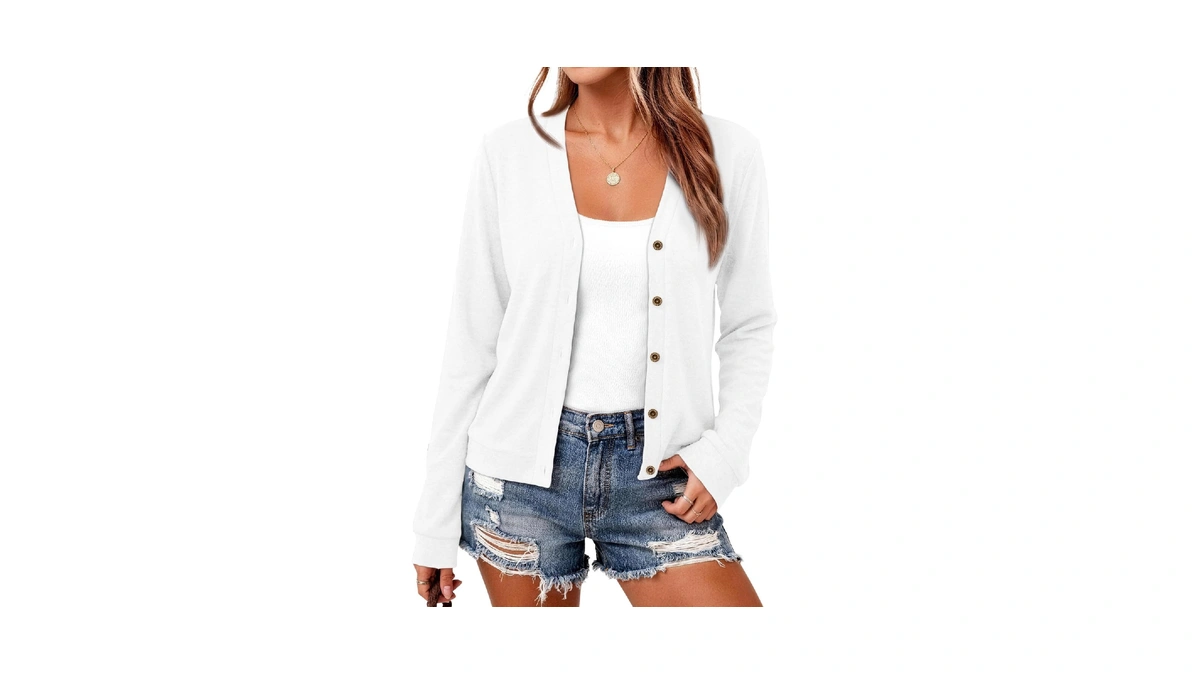 Lillusory Lightweight Fall Cardigan For Women White L