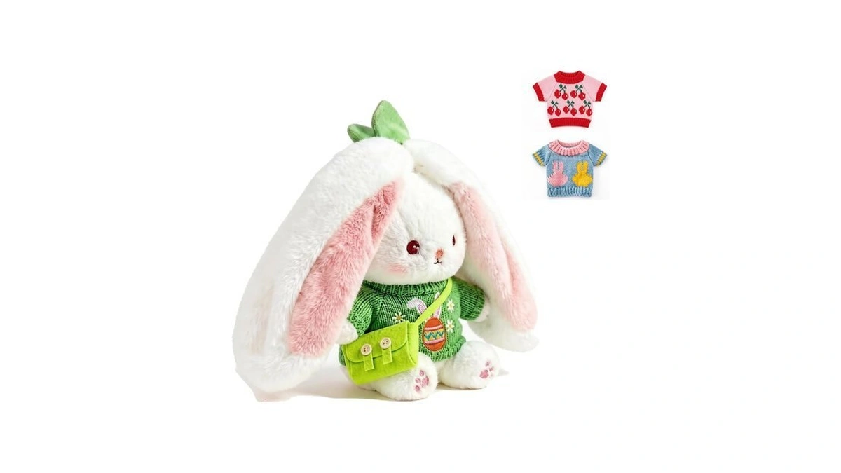 5pcs Bunny Plush With Clothes & Accessories, Cute Bunny Stuffed