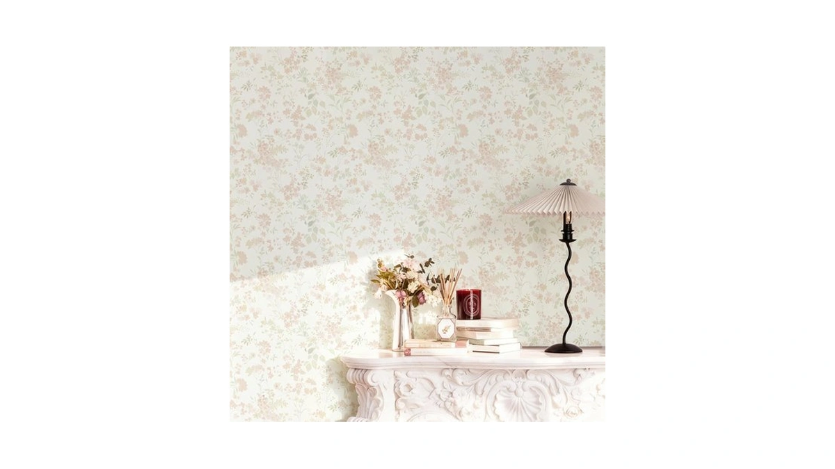 Ismoon Peel And Stick Wallpaper Pink Floral Contact Paper 17.3
