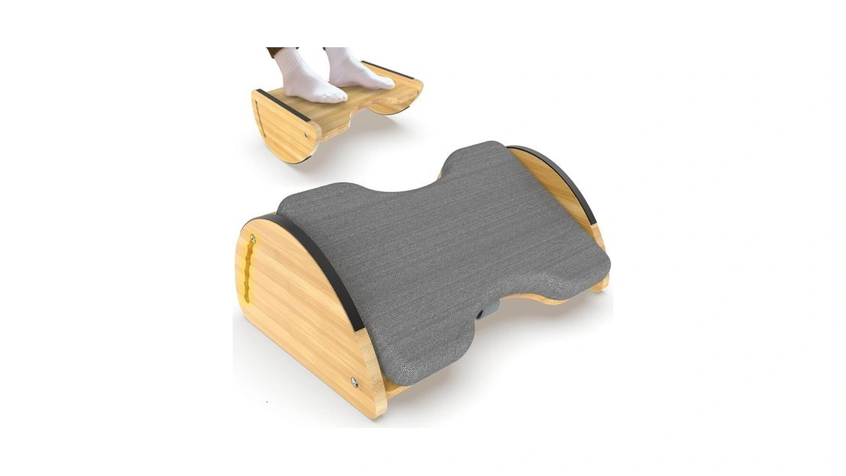 Bamboo Foot Rest For Under Desk At Work 3-in-1 Desk