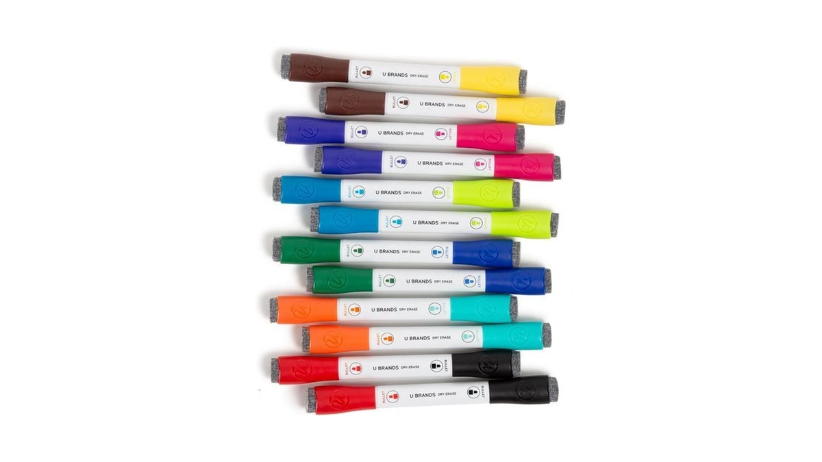 U Brands Fine Tip Dry Erase Markers With Eraser, Magnetic