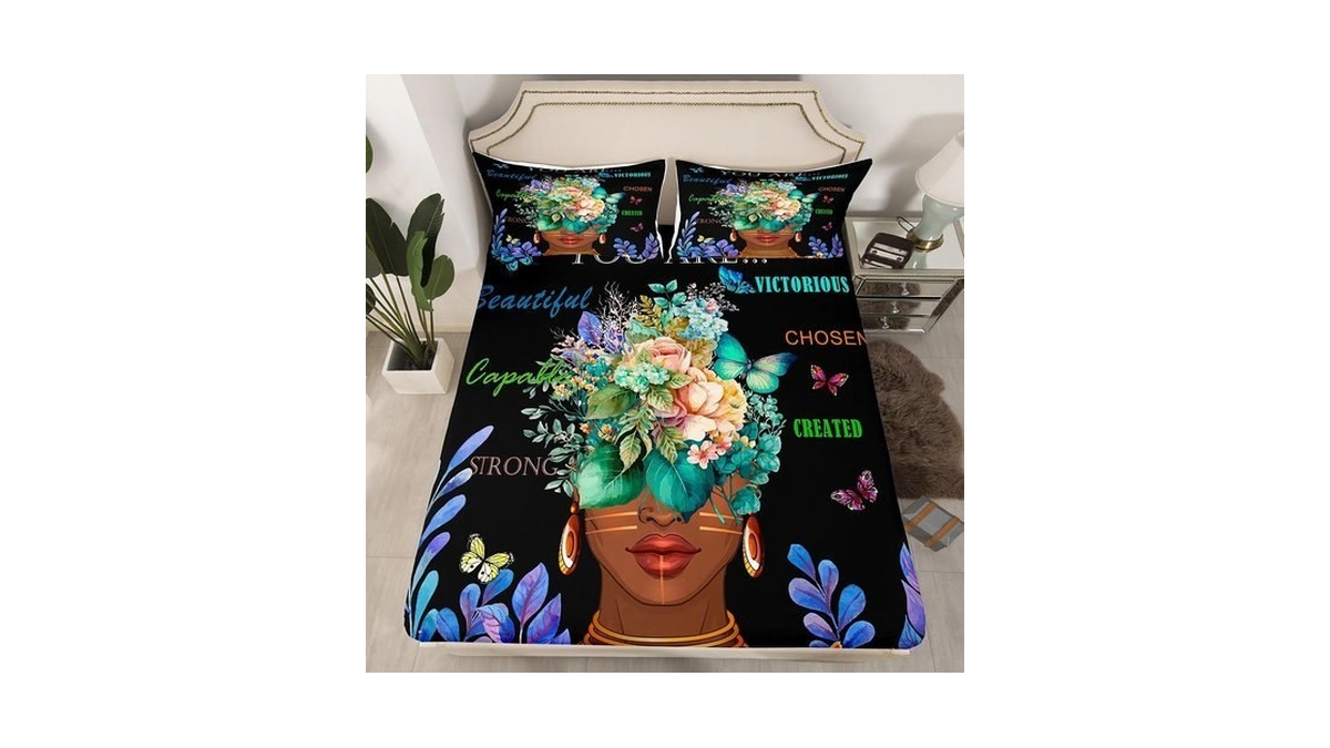 Girl African Fitted Sheet Queen Size,african Style American Inspirational Quotes