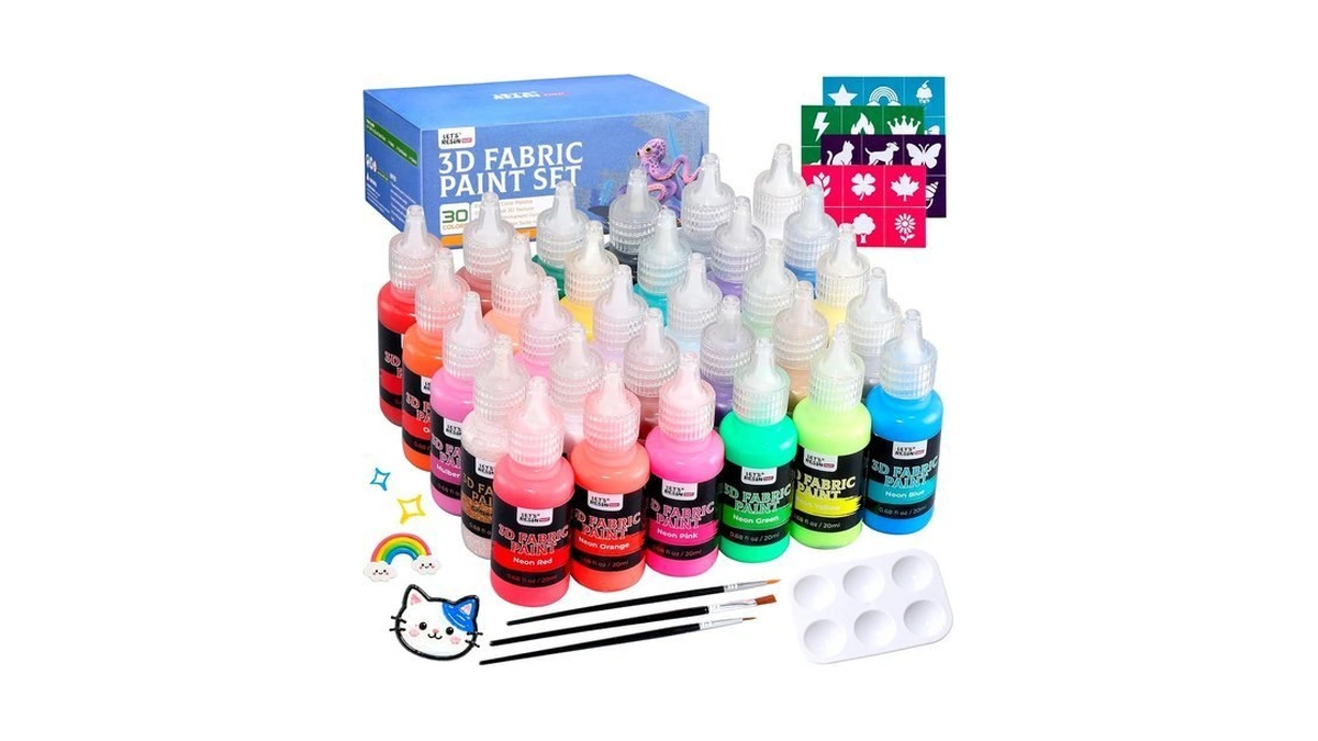 30 Colors 3d Fabric Paint Set With Brushes, Palette And