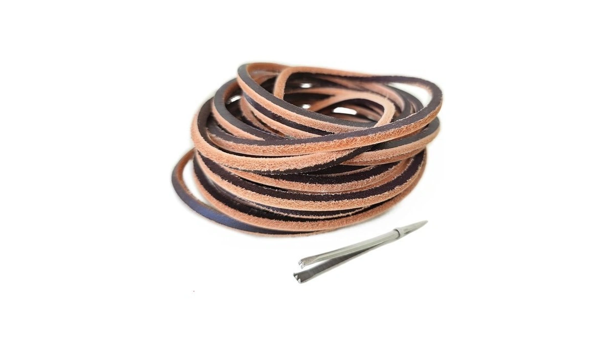 Analys Cc Genuine Leather Shoelaces With Lacing Needle (63"【160cm】, Coffee)