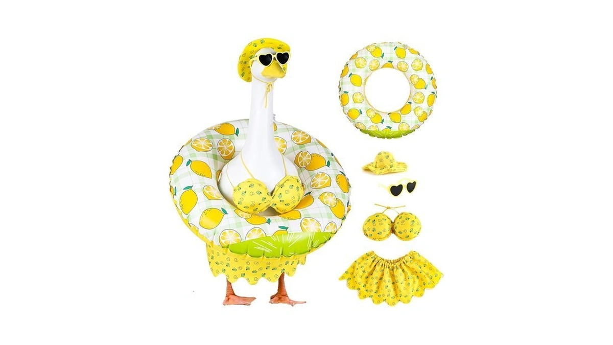 Doronan Bikini Porch Goose Outfits, 23" Goose Statue Bikini Lemon