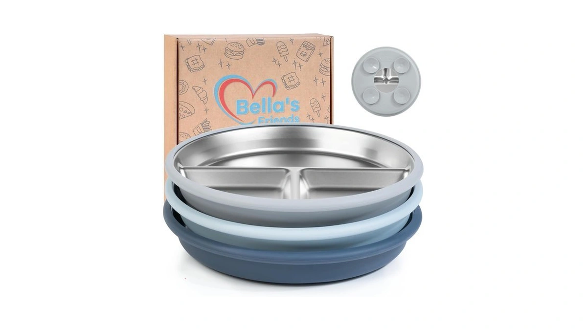 Bella's Friends Life Stainless Steel Baby Plates With Suction 3