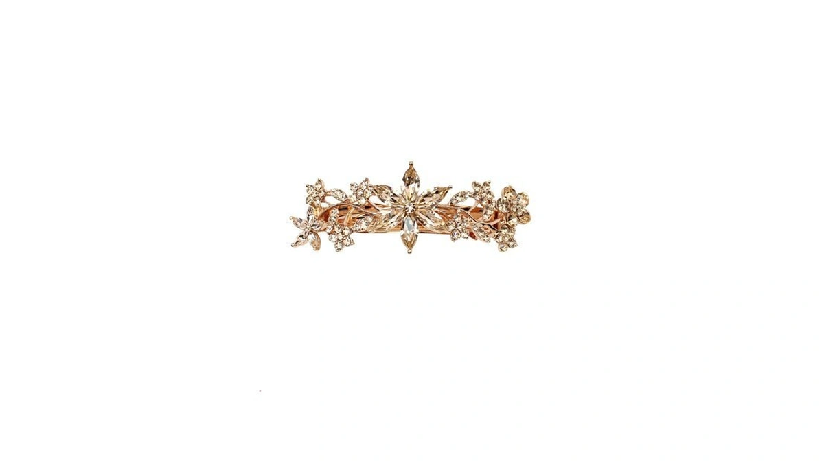 Faship Gorgeous Champagne Rhinestone Crystal Floral Hair Barrette