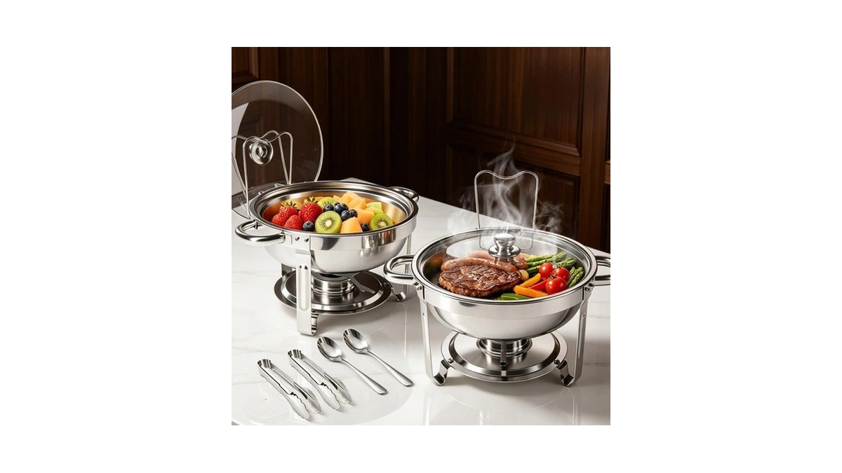Chafing Dishes For Buffet, 2 Pack 5qt Stainless Steel Round