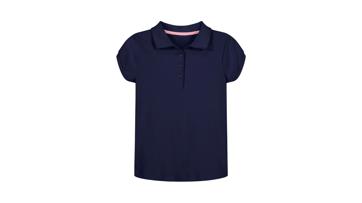 Nautica Girls School Uniform Short Sleeve Pique Polo Shirt, Navy,