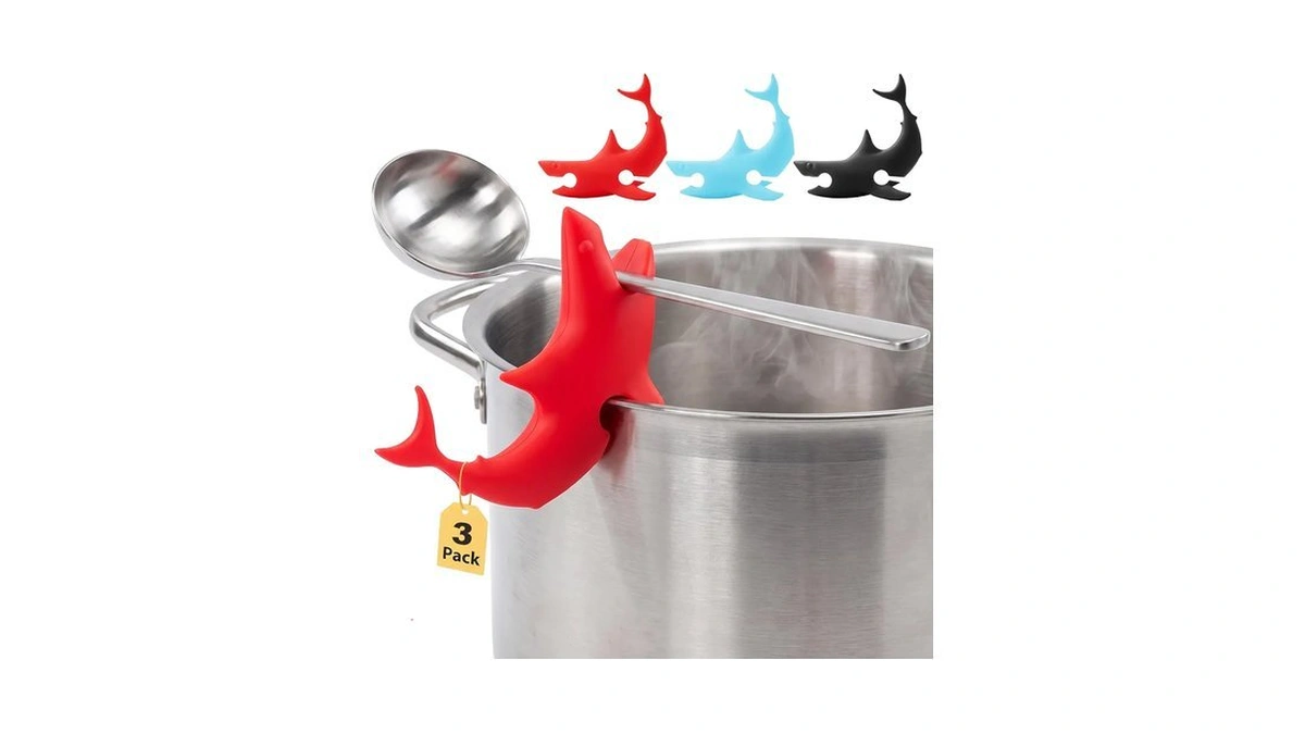 Li&zhao 3 Pcs Funny Silicone Spoon Rest - Shark Spoon