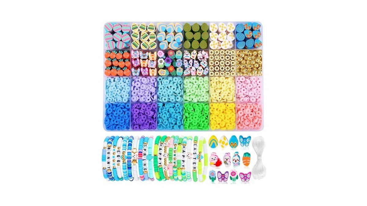 Bbita 2480pcs Easter Polymer Clay Beads Bracelet Making Kit, 24