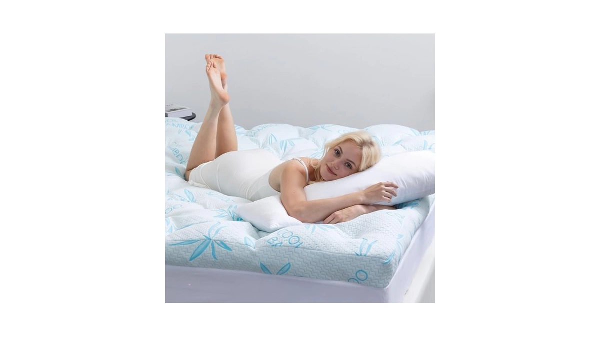 4 Inches Memory Foam Mattress Topper,cooling Blue Bamboo Viscose Fabric
