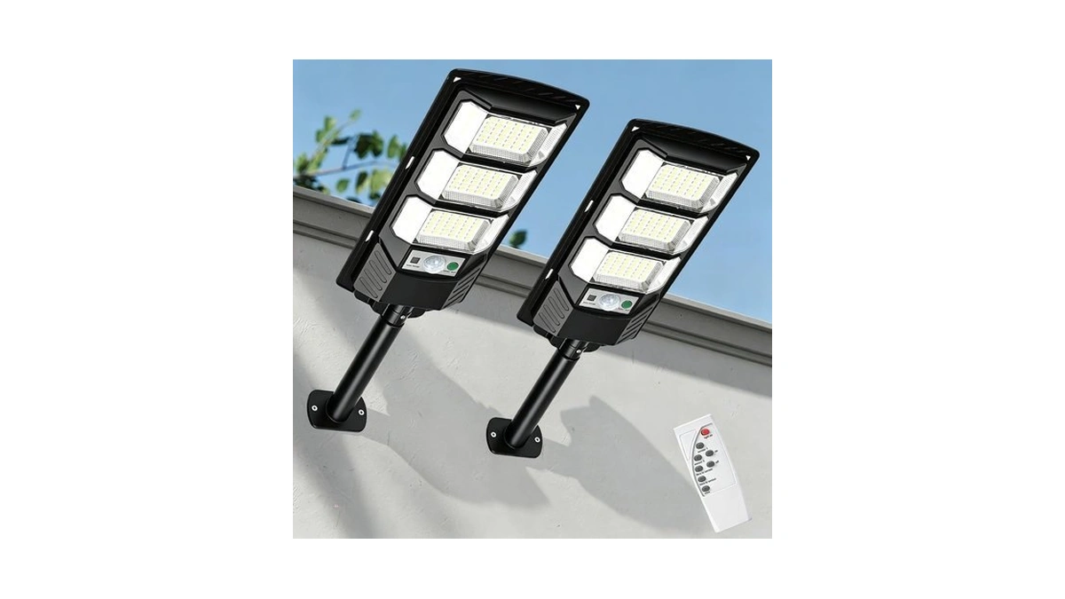 Mersper Solar Street Lights Outdoor 2 Pack, 6500k 144leds Ip66