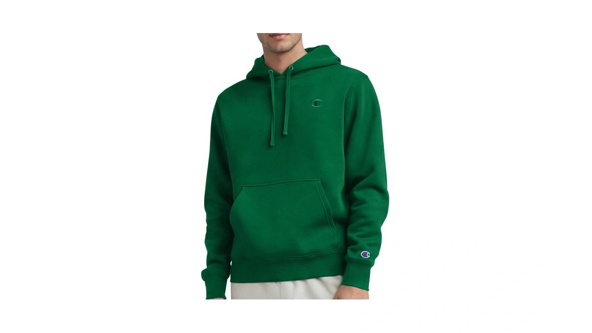 Champion Men's Powerblend Pullover Hoodie, Standard Fit, Midweight Fleece, Verdant