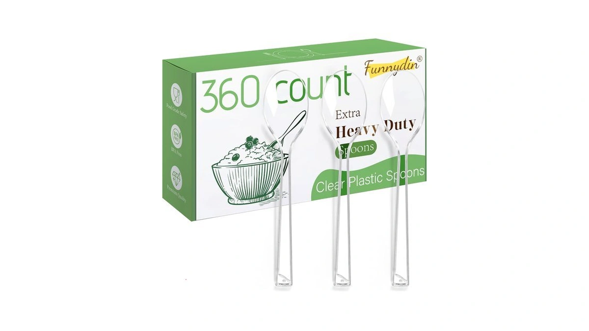 Funnydin 360 Count Plastic Spoons - 6.96 Inch Disposable Spoons,