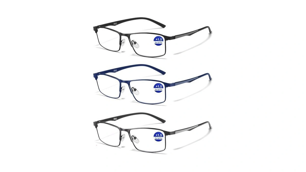 Yayglasz 3-pack Reading Glasses For Men, Blue Light Blocking Half-rim