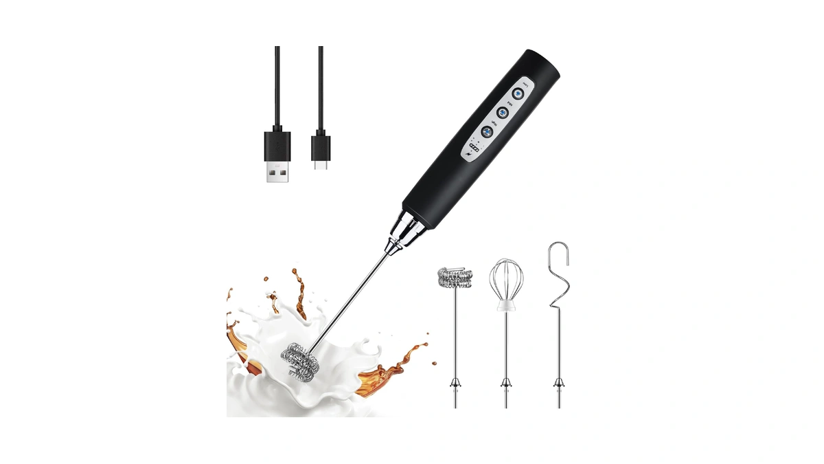 Yuswko Handheld Milk Frother Wand For Coffee, Rechargeable Electric Whisk
