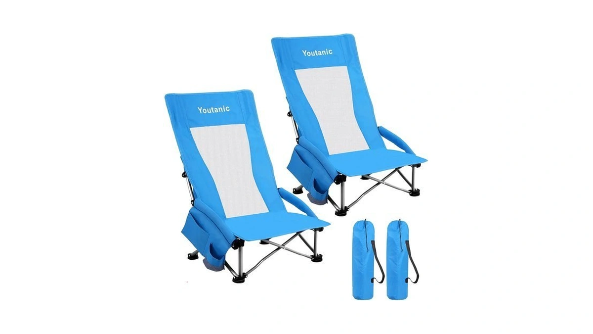 Youtanic High Back Beach Camping Chair 2 Pack, Extra Wide