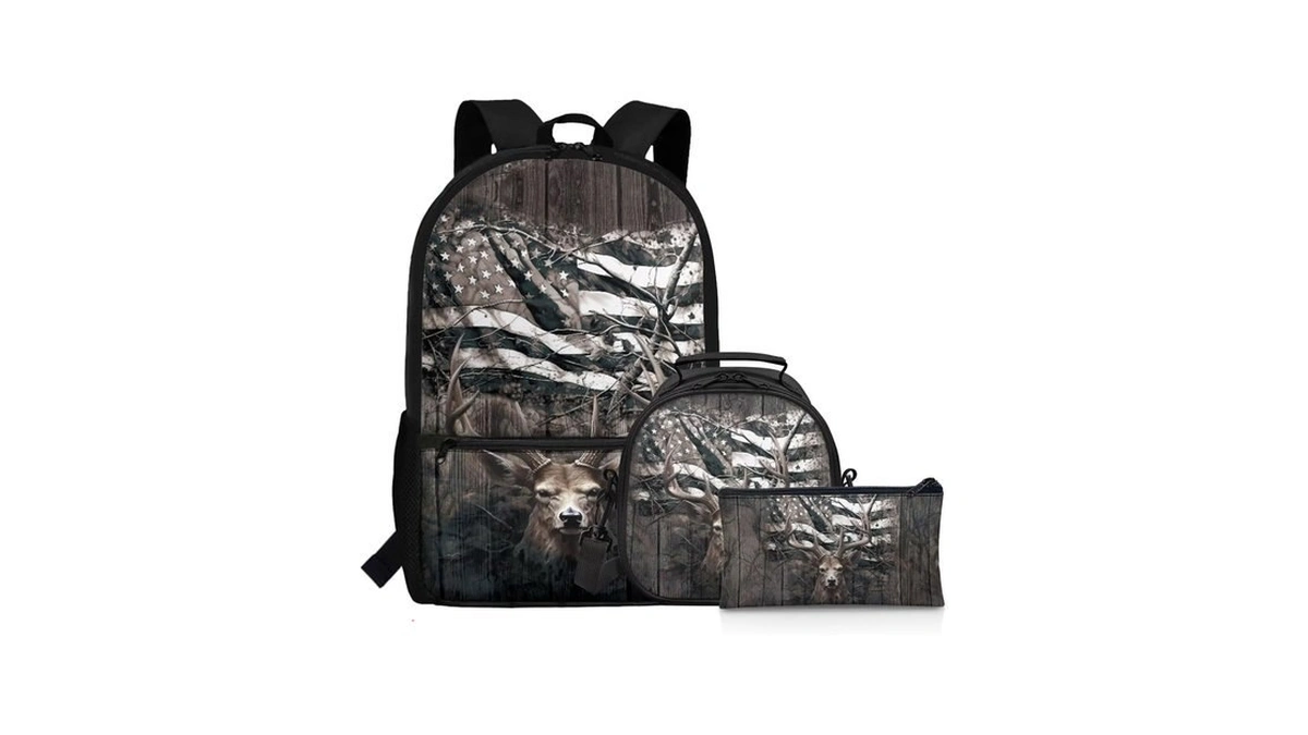 Showudesigns American Flag Deer Backpack For Boys 8-10 10-12 Teen