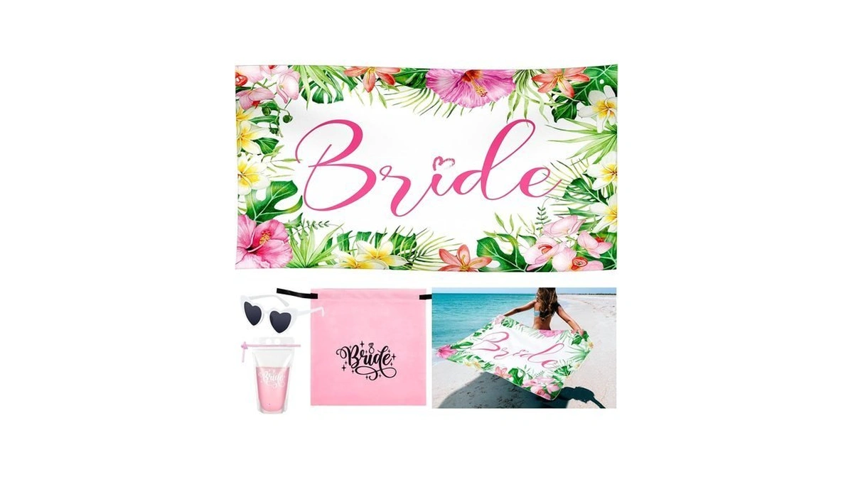 Hunnmingre 4 Pcs Bride Beach Towel Set Bridal Gift Bachelorette