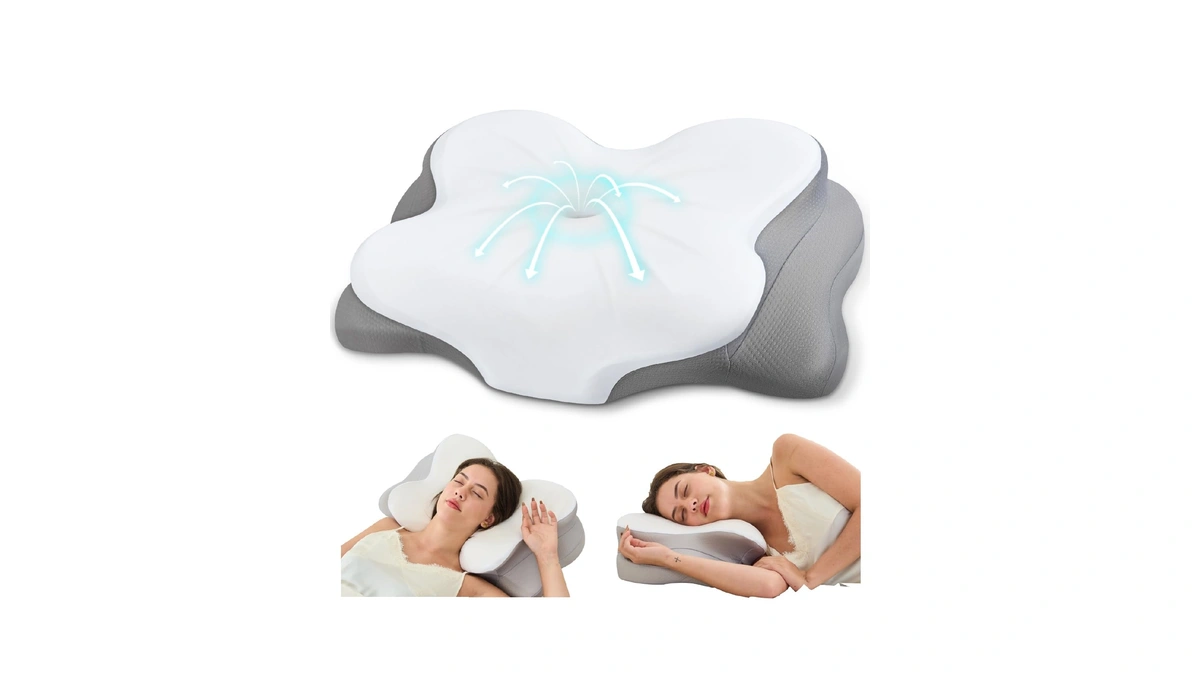 Cosbed Cervical Neck Pillow, Memory Foam Pillow With Dual Height,
