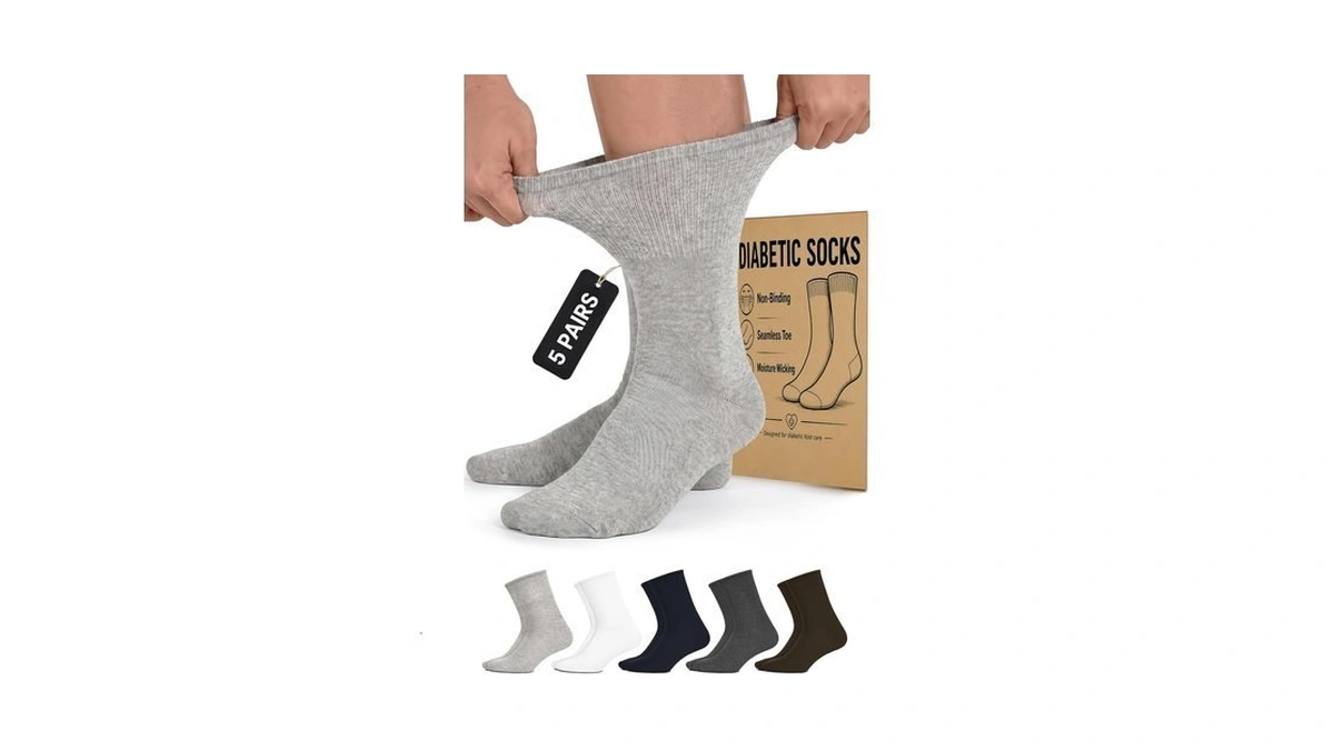Diabetic Socks For Men, 5 Pairs Non Binding Ankle Socks