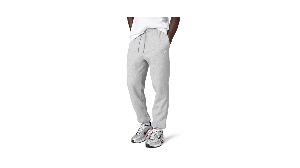 Nike Men's Club Cuffed Brushed Fleece Pants, Dark Grey Heather/light