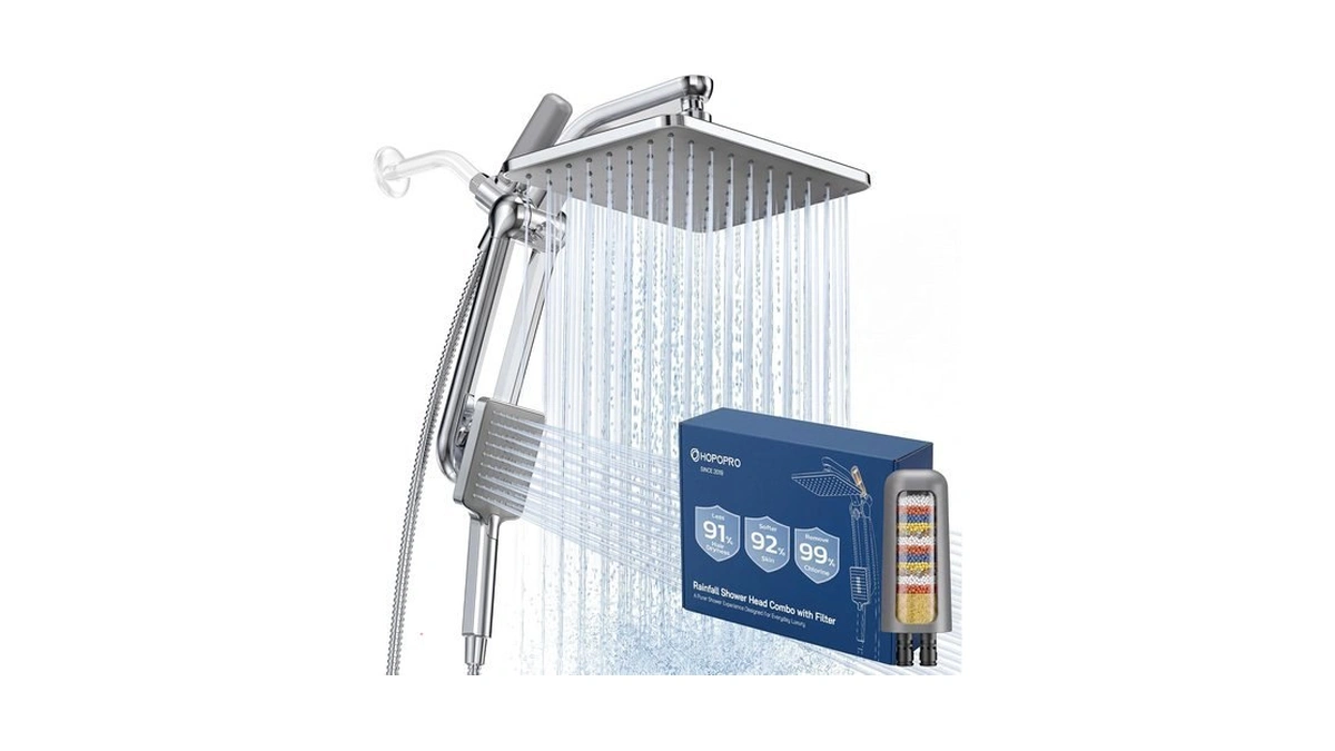 Hopopro High Pressure Filtered Shower Head With Handheld Combo, Chrome