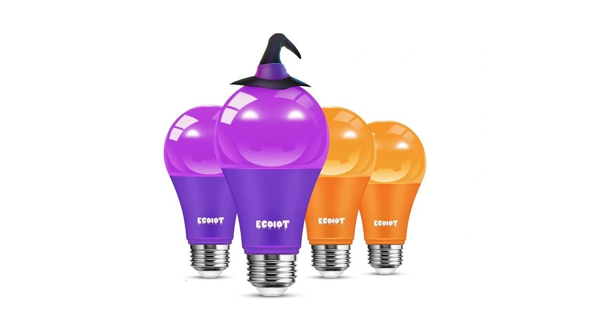 Ecoiot Halloween Light Bulbs, A19 Led Purple Light Bulb, Orange