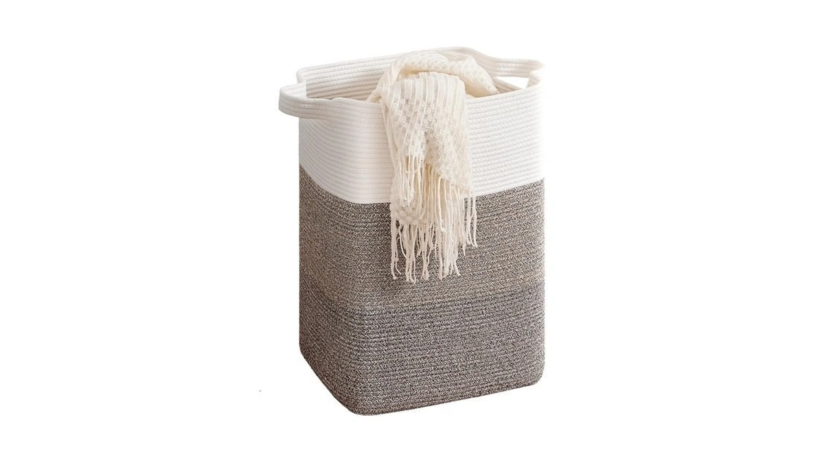 Clhmily&z 75l Laundry Hamper Rectangular Cotton Rope Basket - 16x13x22