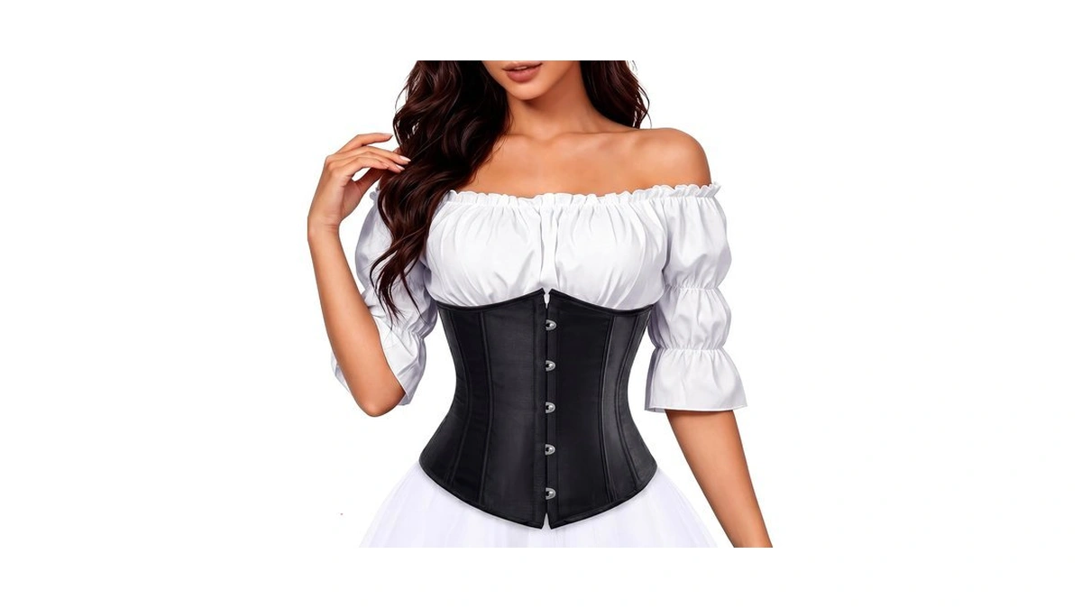 Zhitunemi Black Underbust Corset Top For Women,pirate Costume Bodice S
