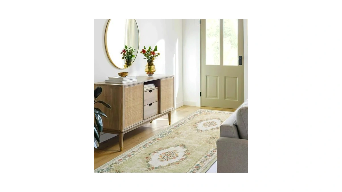 Ryb Home Sage Green Runner Rug, 2x6 Ft, Non Slip