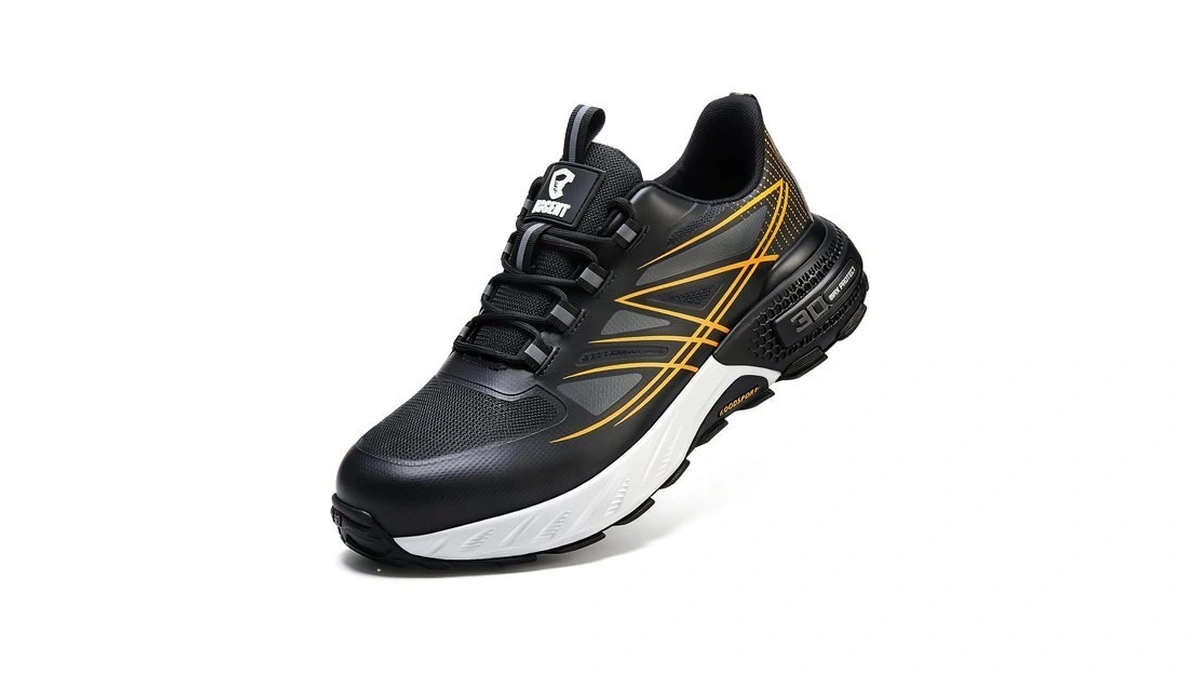Hogent Steel Toe Shoes For Men, Cushioned Safety Work Shoes