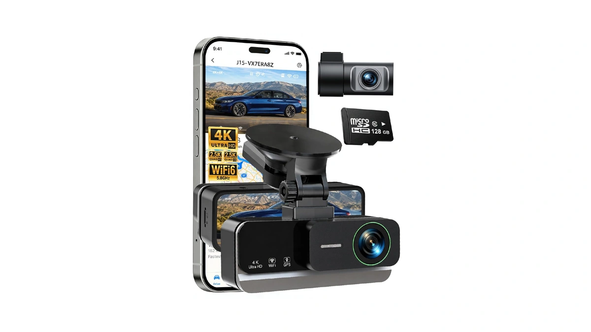 Jocrela 4k+4k Dash Cam Front And Rear, Free 128gb Card,